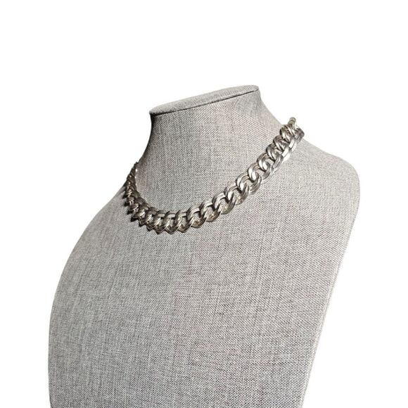 Vintage Retro Silver-tone Double Link Collar Necklace - Picture 5 of 10